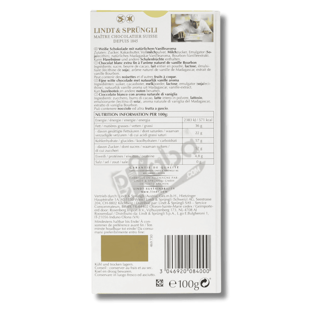 Lindt Excellence A Touch of Vanilla White 100g