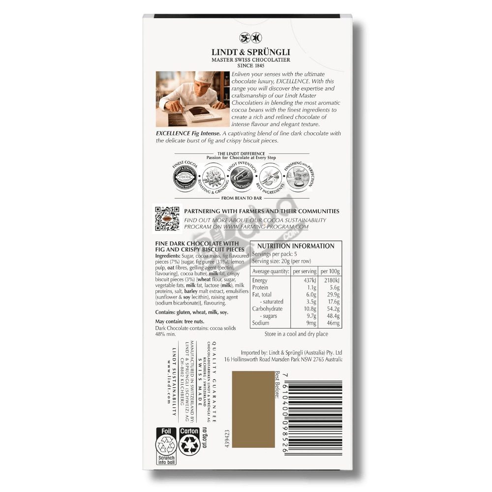 Lindt Excellence Fig Intense Dark 100g