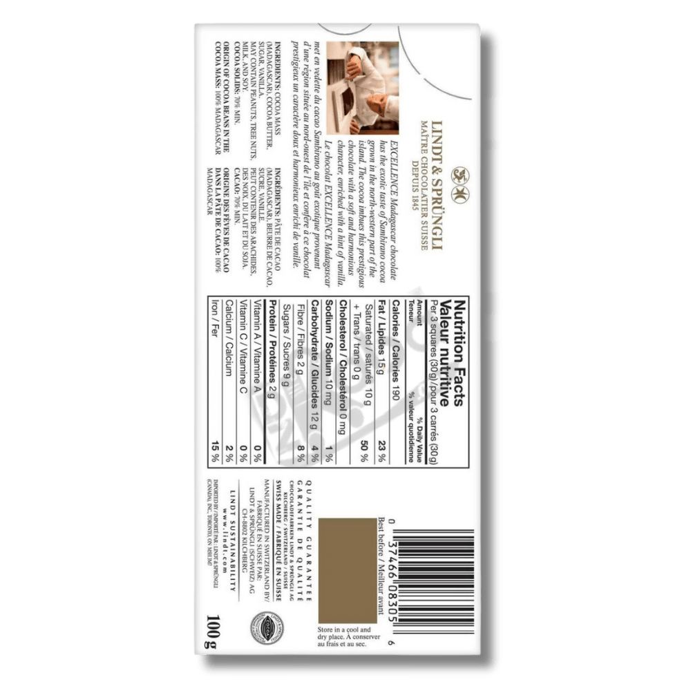 Lindt Excellence Madagascar 70% Cocoa Dark 100g