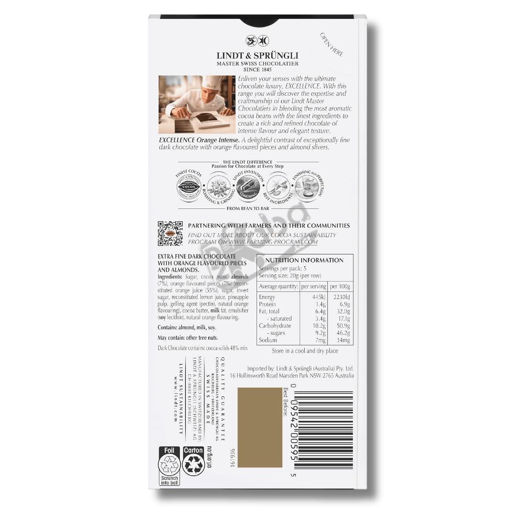 Lindt Excellence Orange Intense Dark 100g