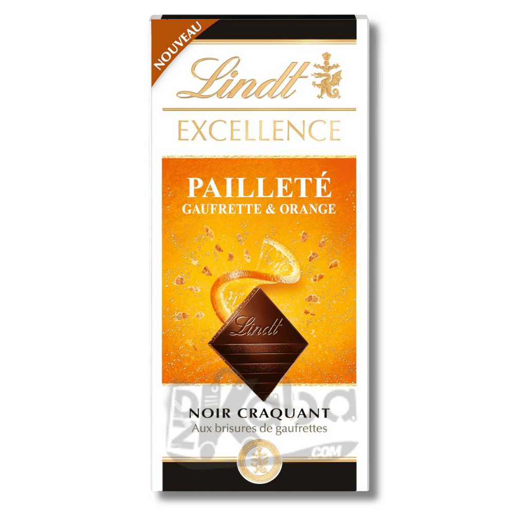 Lindt Excellence Pailleté Gaufrette & Orange Dark 100g