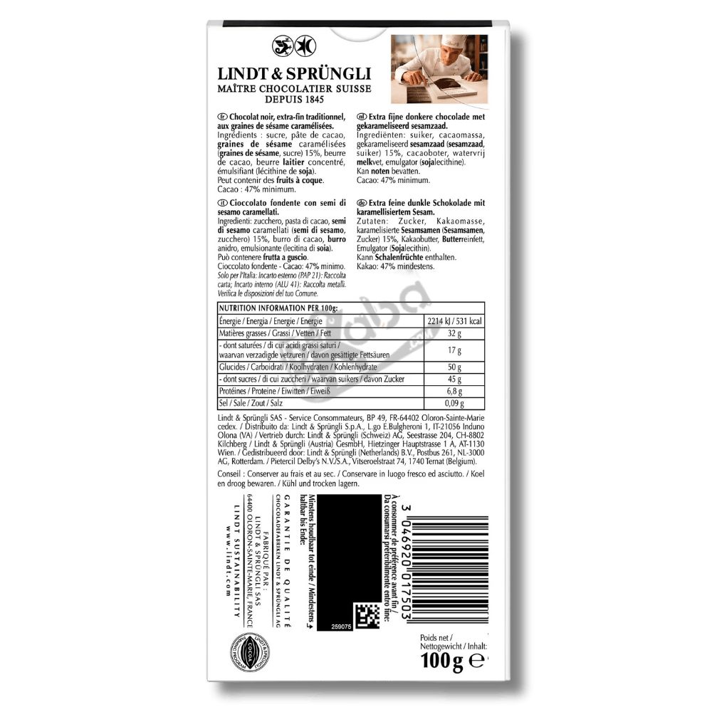 Lindt Excellence Sesame Dark 100g