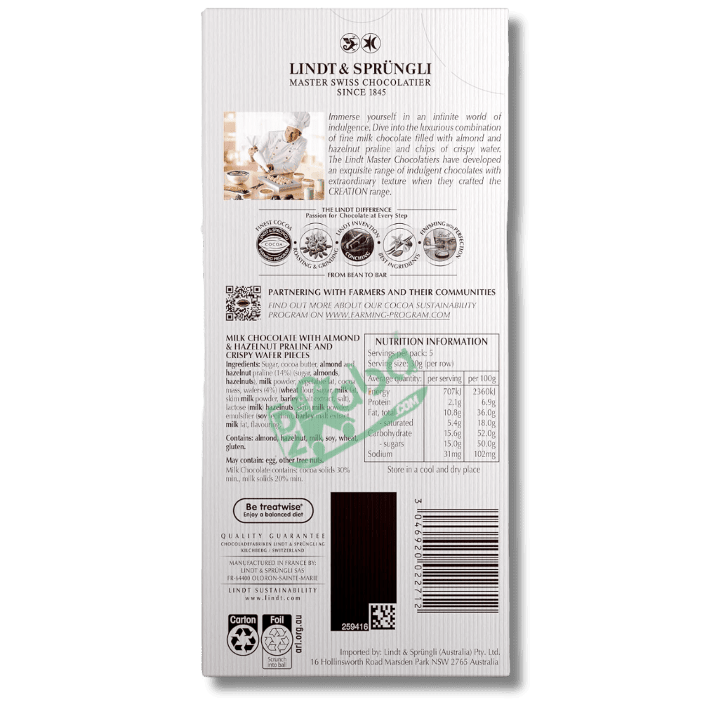 Lindt Creation Wafer and Nut Milk 150g