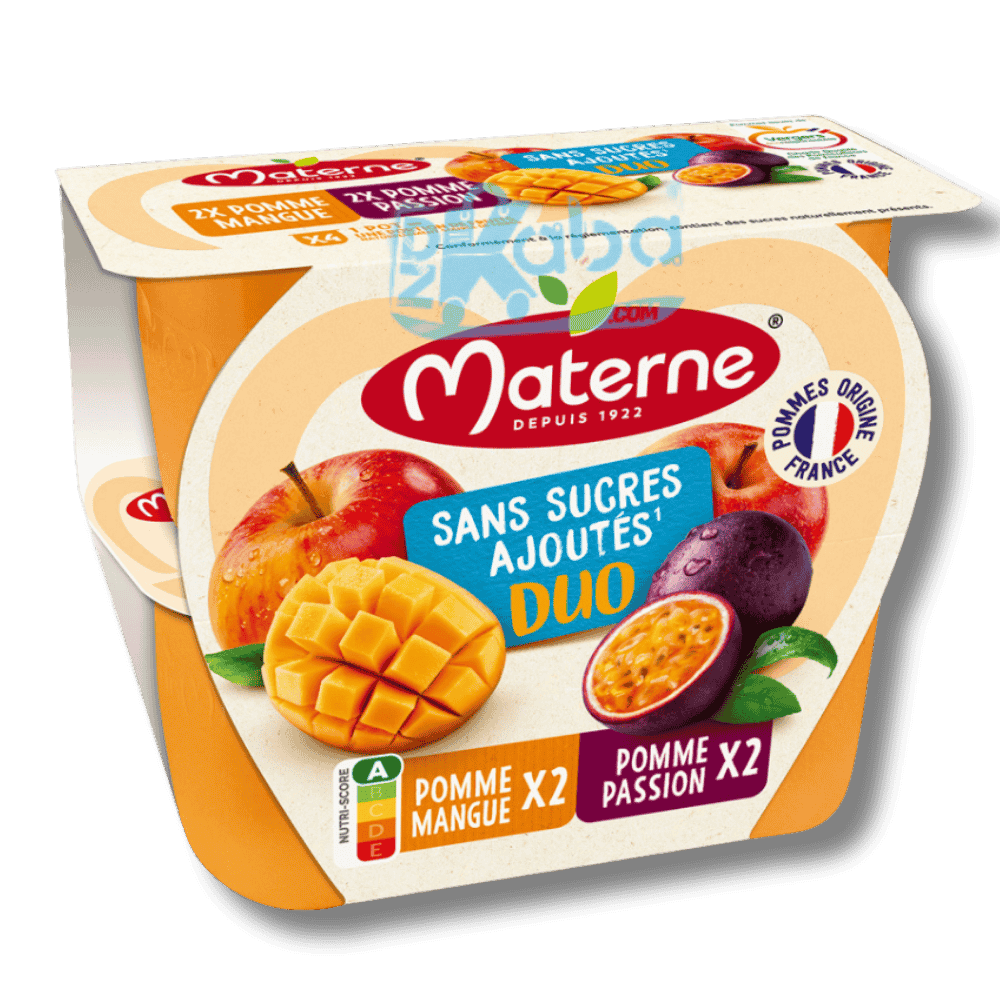 Materne Apple Mango-Apple Passion Duo Compote Sugar Free 4x100g