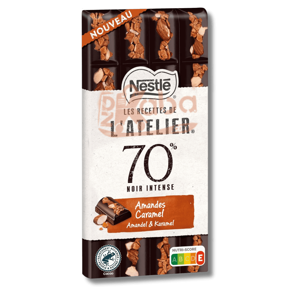 Nestlé Les Recettes de L’Atelier Dark Chocolate 70% Almond & Caramel 170g