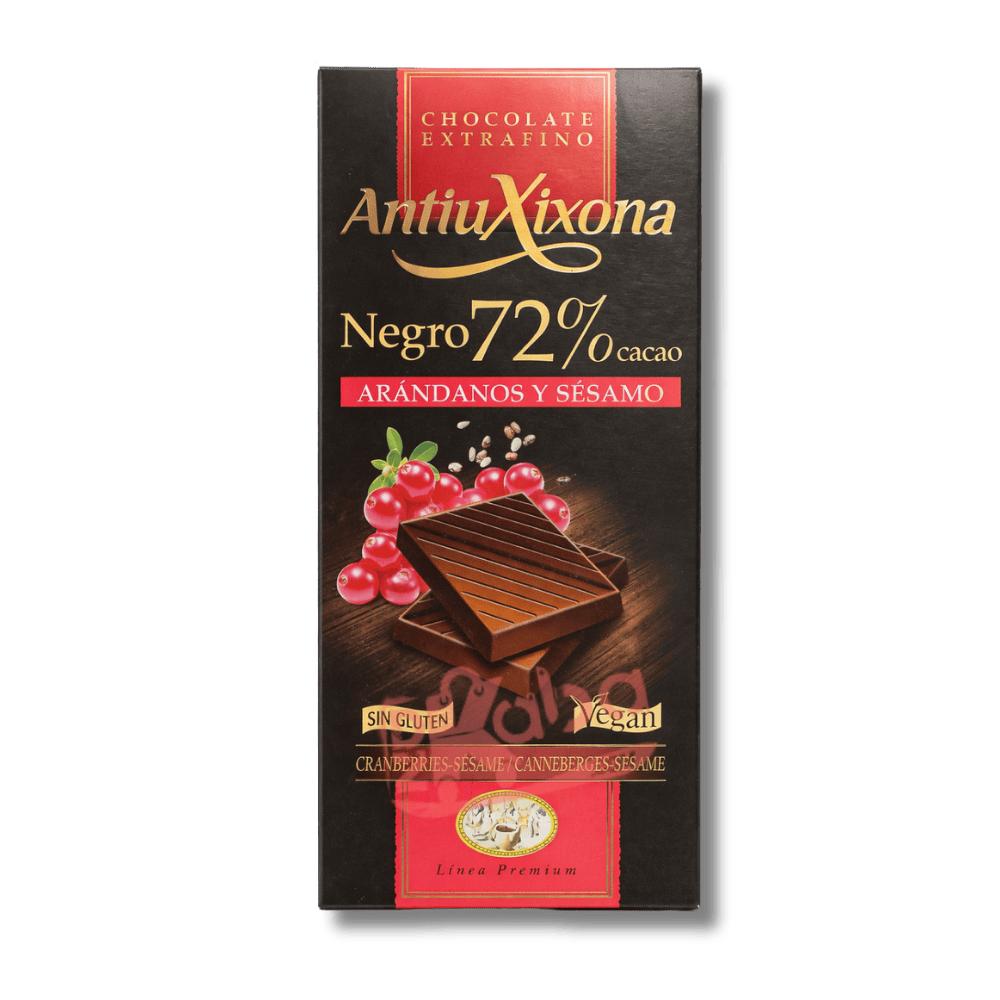 Antiu Xixona Dark Chocolate 72% Cocoa Cranberries and Sesame 100g