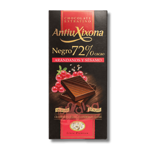 Antiu Xixona Dark Chocolate 72% Cocoa Cranberries and Sesame 100g