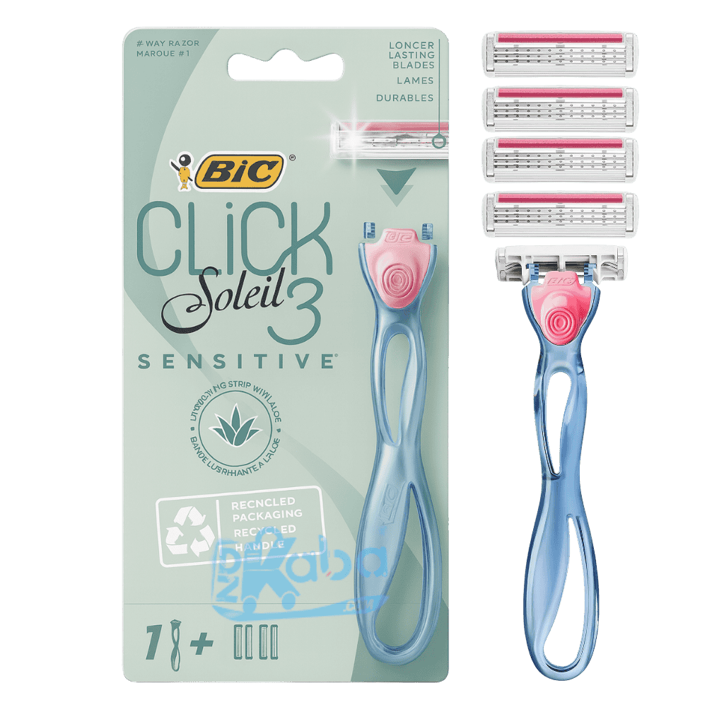 BIC Razors Click Soleil 3 Sensitive Aloe Strip 1 Handle + 4 Refills