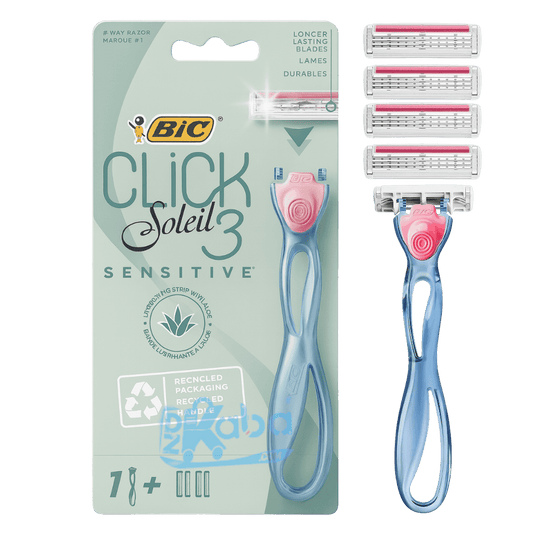 BIC Razors Click Soleil 3 Sensitive Aloe Strip 1 Handle + 4 Refills