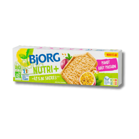 Biscuits bio Bjorg Nutri+ Saveur fruit de la passion et pavot 130 g