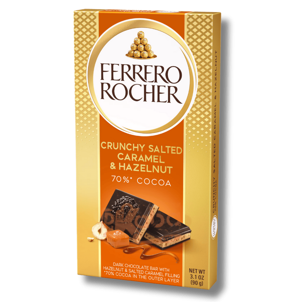 Ferrero Rocher Dark Chocolate 70% Cocoa Crunchy Salted Caramel & Hazelnut 90g