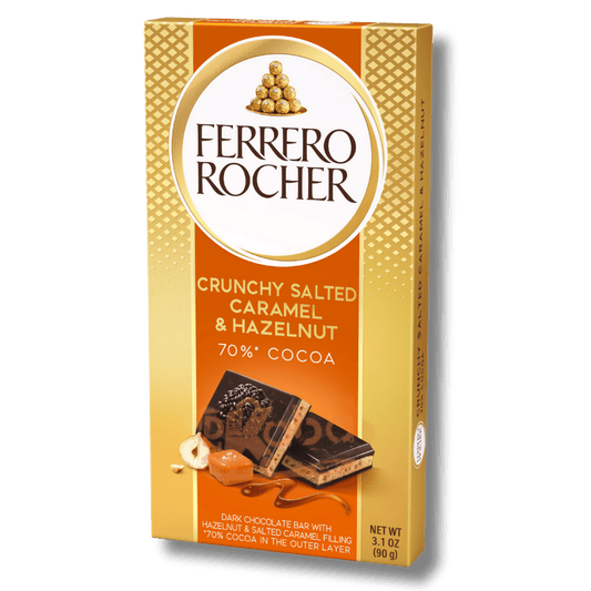 Ferrero Rocher Dark Chocolate 70% Cocoa Crunchy Salted Caramel & Hazelnut 90g