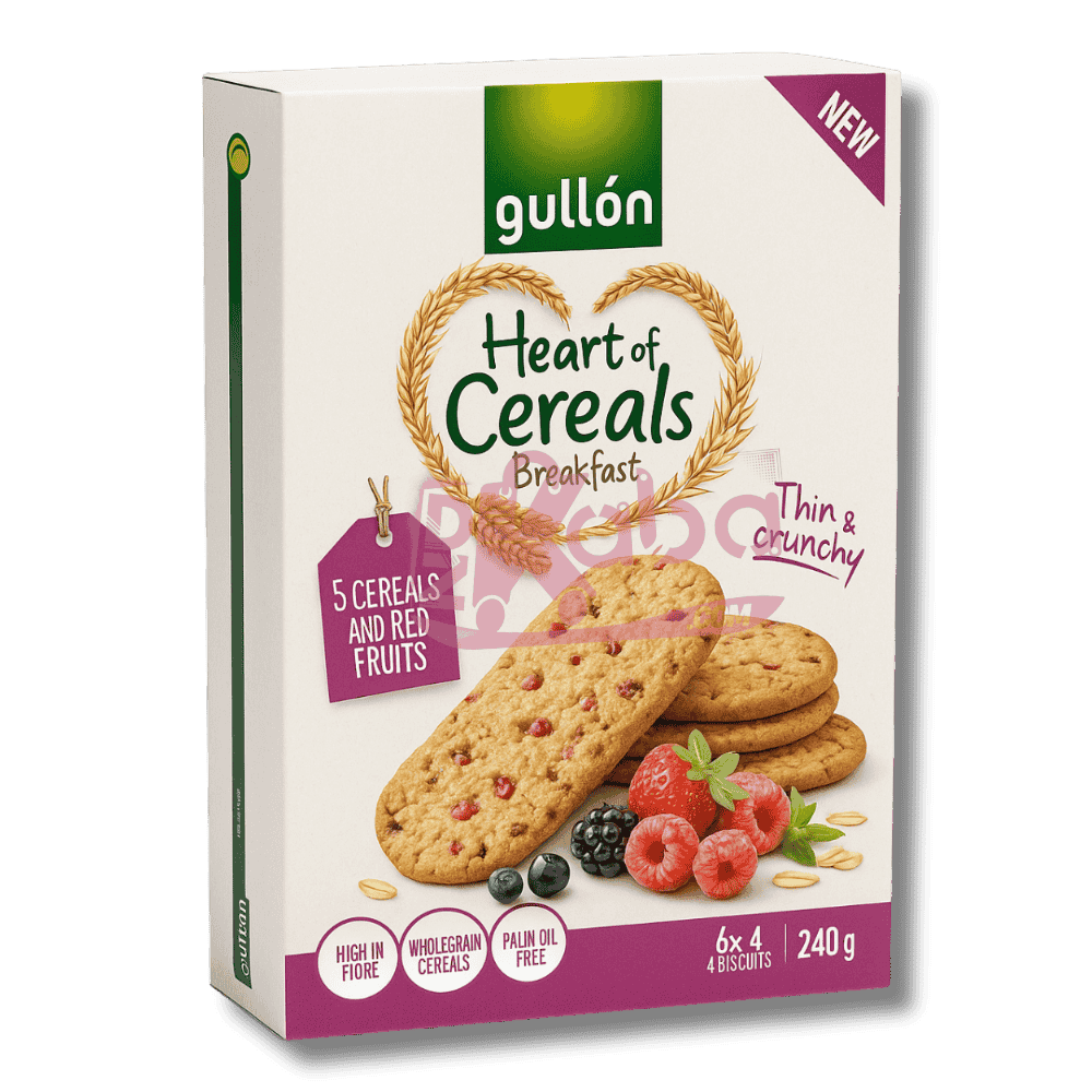 Gullón Breakfast Biscuits Heart of Cereals 5 Cereals & Red Fruits 240g