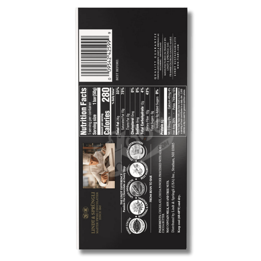Lindt Excellence 100% Cocoa Dark 50g