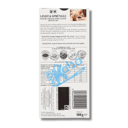 Lindt Excellence 70% Cocoa Blood Orange Dark 100g