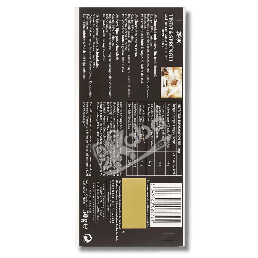 Lindt Excellence 99% Cocoa Dark 50g