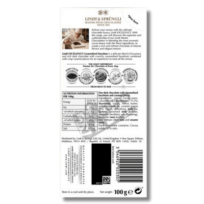 Lindt Excellence Caramelised Hazelnut Dark 100g