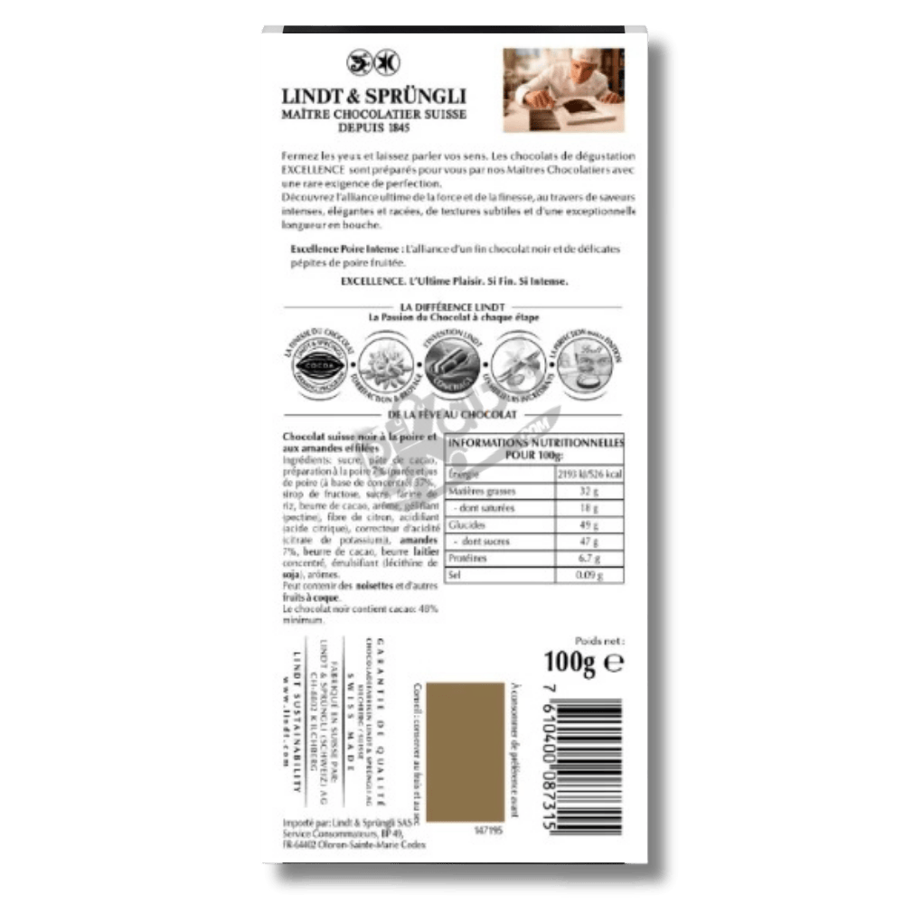 Lindt Excellence Pear Intense Dark 100g