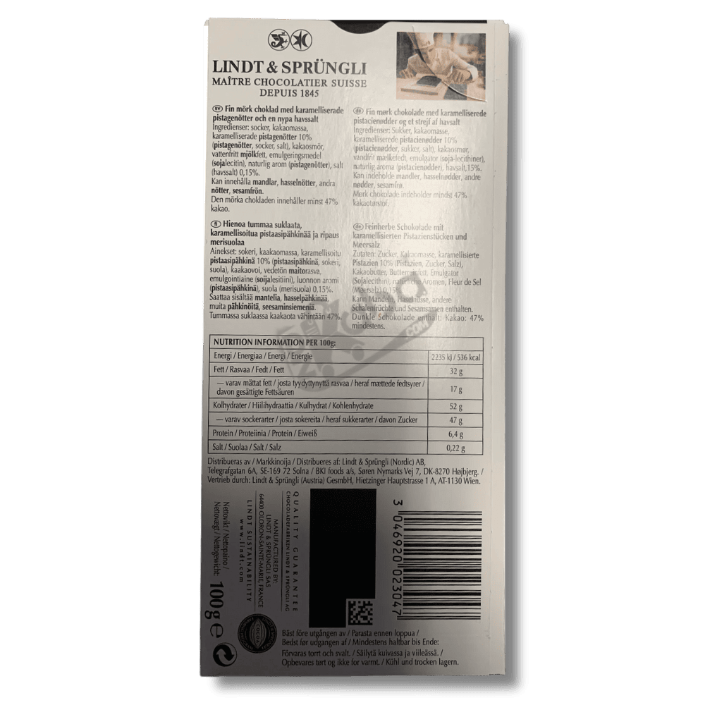 Lindt Excellence Pistachio Dark 100g