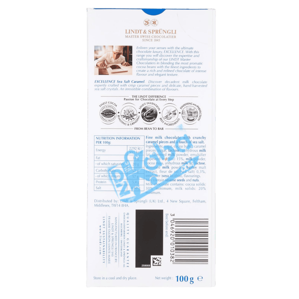 Lindt Excellence Sea Salt Caramel 100g