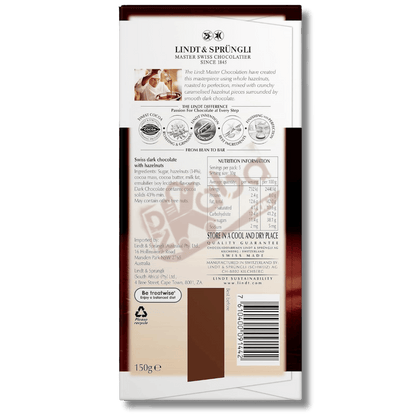 Lindt Les Grandes Dark Chocolate Hazelnuts 150g