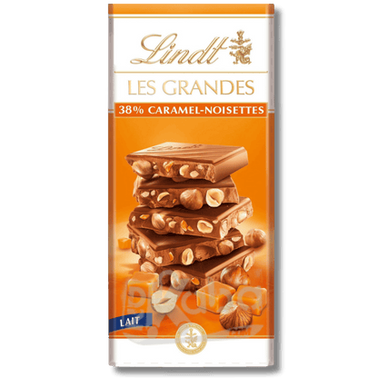 Lindt Les Grandes Milk Chocolate Caramel Hazelnuts 150g