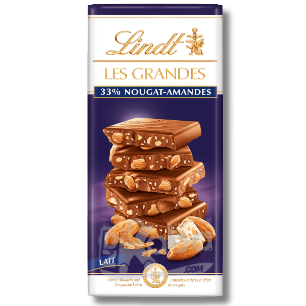 Lindt Les Grandes Milk Chocolate Nougat Almonds 150g