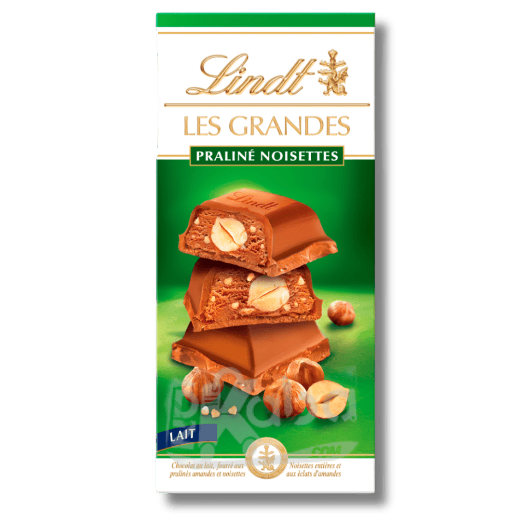 Lindt Les Grandes Milk Chocolate Praline Hazelnuts 200g