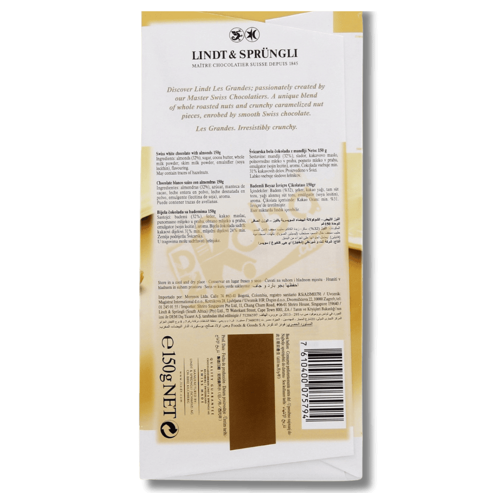 Lindt Les Grandes White Chocolate Almonds 150g
