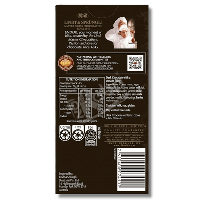 Lindt Lindor 70% Cacao Extra Dark 100g