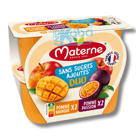 Materne Apple Mango-Apple Passion Duo Compote Sugar Free 4x100g