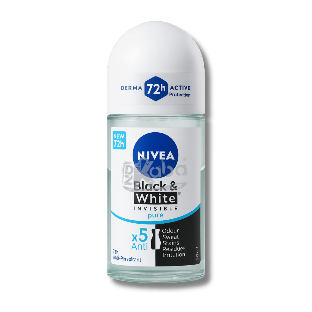 Nivea Anti-Perspirant Roll-On Black & White Invisible Pure 72H 50ml