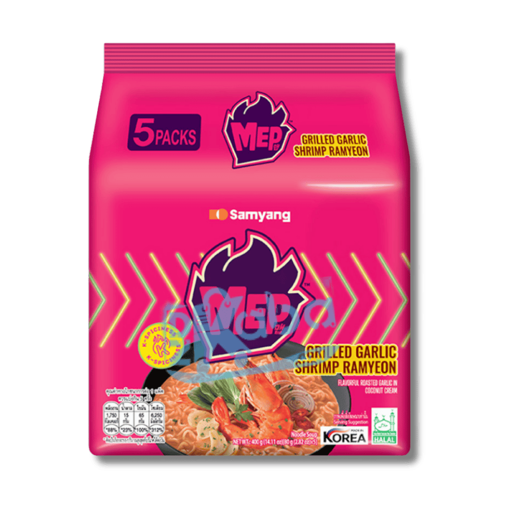 Samyang Instant Noodles MEP Grilled Garlic Shrimp Ramyeon 5x80g